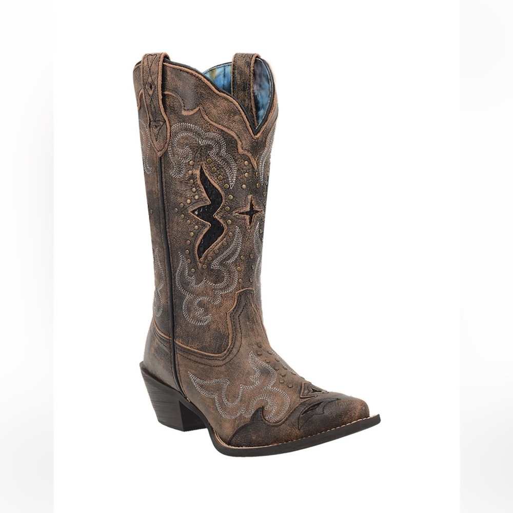 Used Laredo Womens Lucretia Cowboy Boots Leather Black/Tan